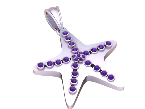 Diamond Star Gold Pendant 3D Print Model