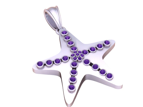 Diamond Star Gold Pendant 3D Print Model