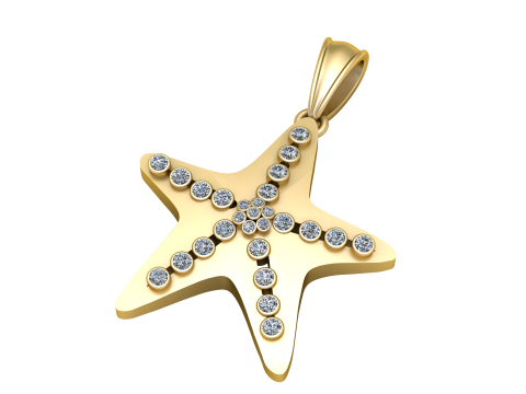 Diamond Star Gold Pendant 3D Print Model