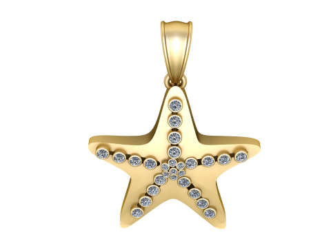 Diamond Star Gold Pendant 3D Print Model