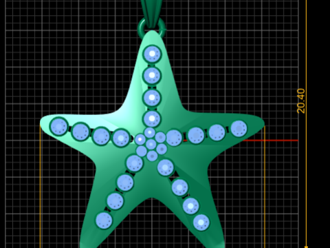 Diamond Star Gold Pendant 3D Print Model