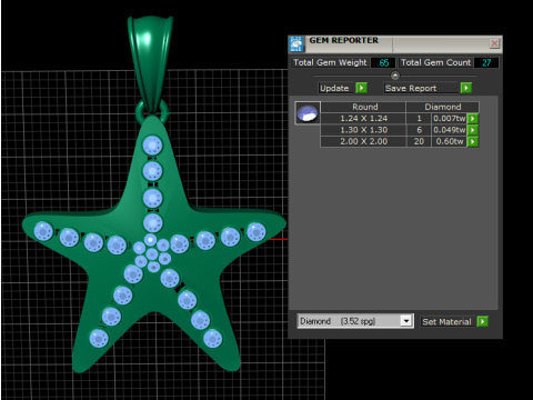 Diamond Star Gold Pendant 3D Print Model