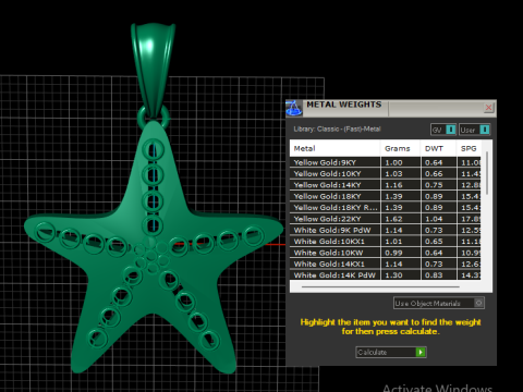 Diamond Star Gold Pendant 3D Print Model