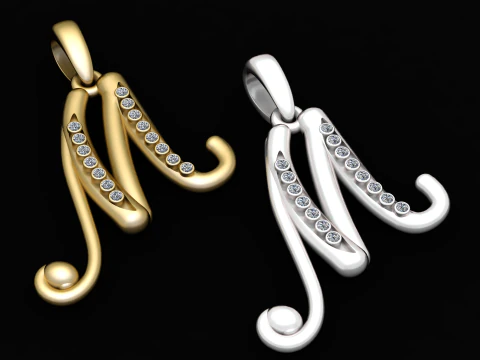 3D GOLD M PENDANT 3D Print Model