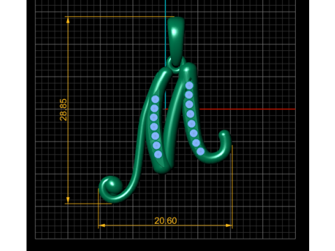 3D GOLD M PENDANT Model Cetak 3D