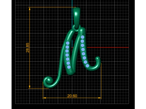 3D GOLD M PENDANT 3D Print Model