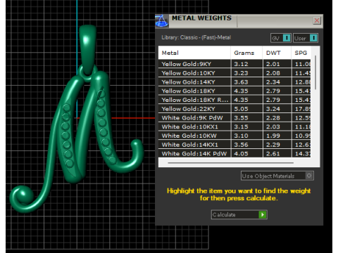 3D GOLD M PENDANT Model Cetak 3D