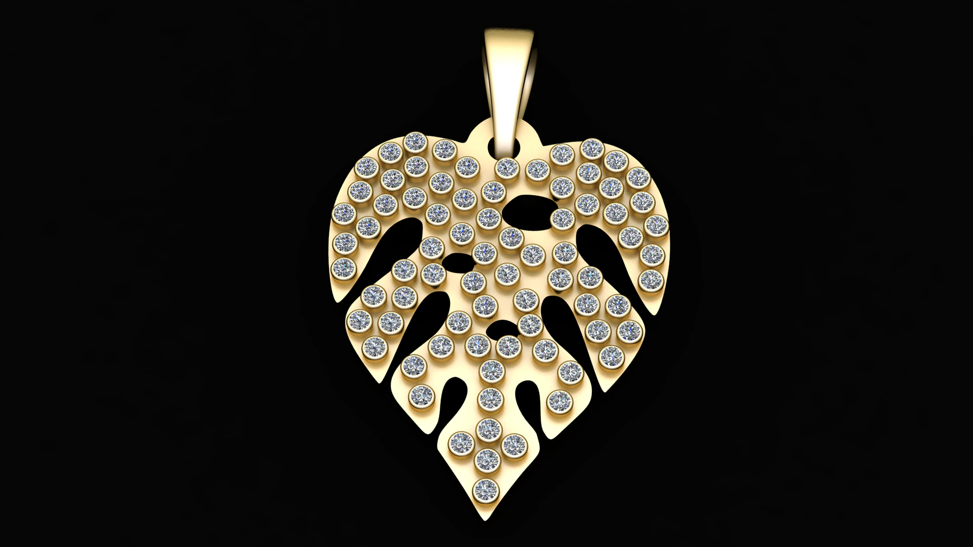 LEAVES GOLD PENDANT 3D Print Model .c4d .max .obj .3ds .fbx .stl .blend 
