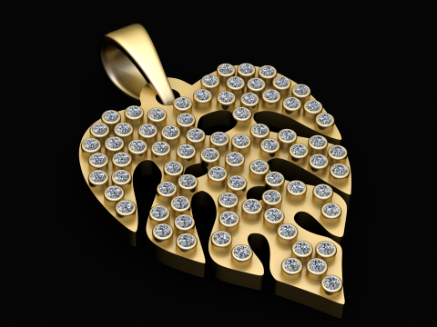 LEAVES GOLD PENDANT Model Cetak 3D