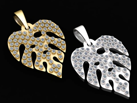 LEAVES GOLD PENDANT 3D Print Model