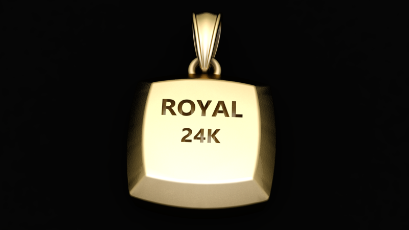 ROYAL 24K D GOLD PENDANT Modelo de Impressão 3D .c4d .max .obj .3ds .fbx .stl .blend