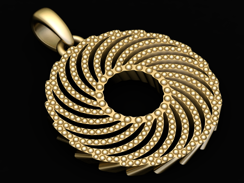3D GOLD ROUND PENDANT 3D Print Model