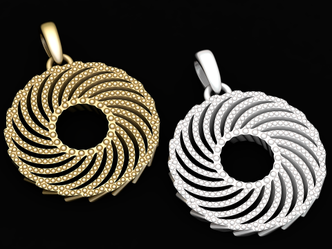3D GOLD ROUND PENDANT 3D Print Model