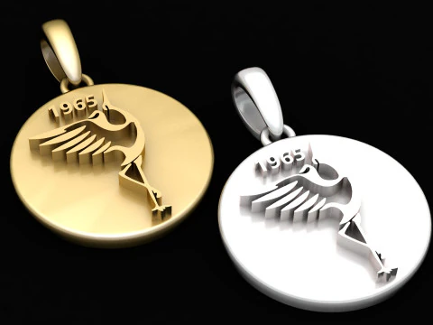 Buy Sterling Silver Crane Pendant 1965 3D Print Model