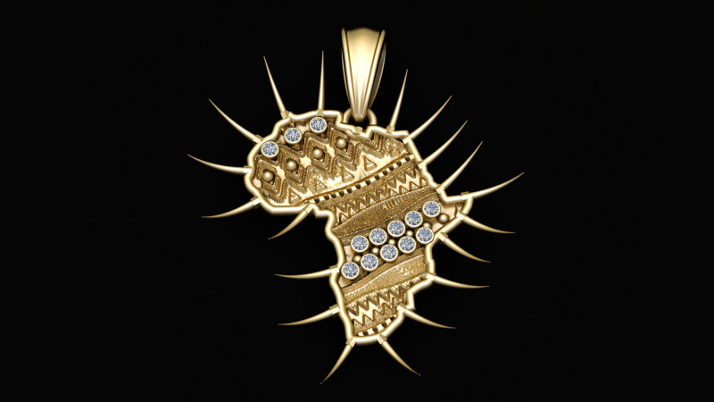 Africa-Inspired 3D Spiked Pendant 3D printmodel .c4d .max .obj .3ds .fbx .stl .blend