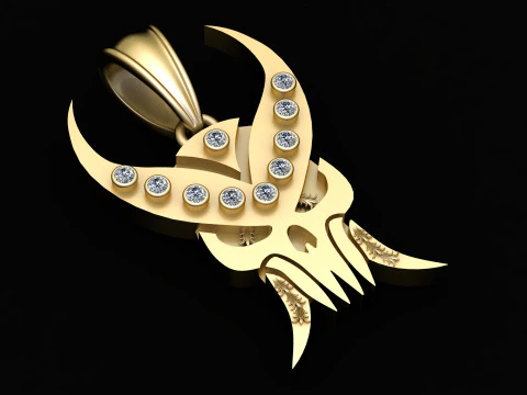 SKULL FACES GOLD PENDANT 3D Print Model