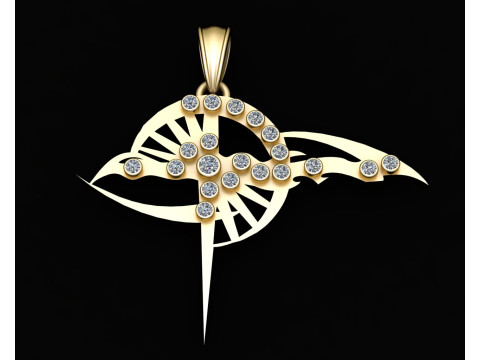 Abstract Winged Blade Gold Pendant 3D Printable Model 3D Print Model