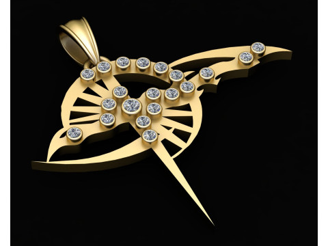 Abstract Winged Blade Gold Pendant 3D Printable Model 3D Druckmodell