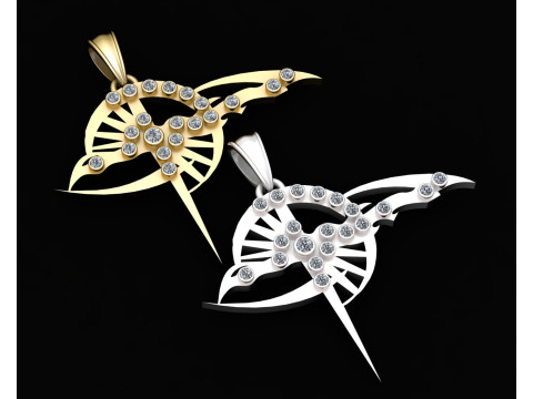 Abstract Winged Blade Gold Pendant 3D Printable Model 3D Druckmodell