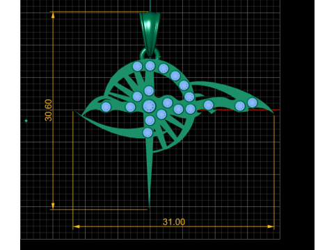 Abstract Winged Blade Gold Pendant 3D Printable Model 3D Druckmodell