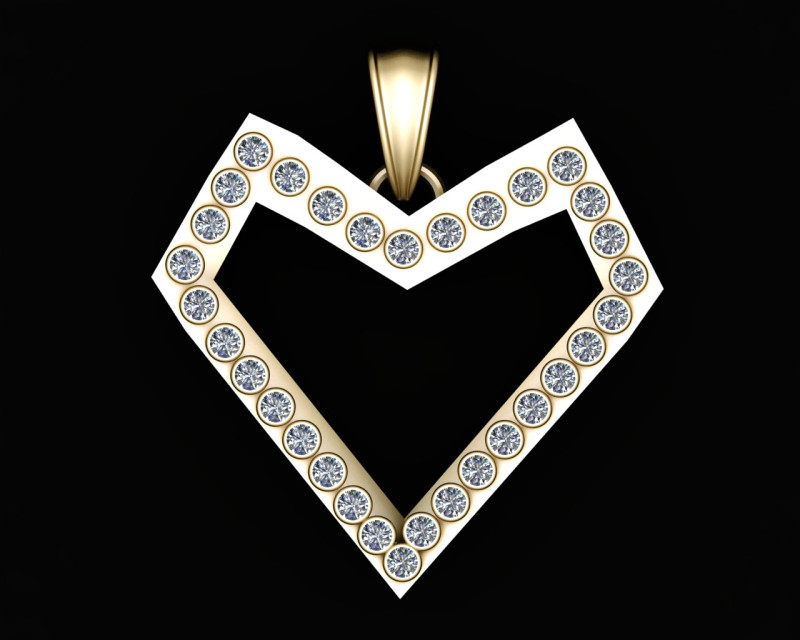 3D HEART DIAMOUND PENDANT Modello di stampa 3D .c4d .max .obj .3ds .fbx .stl .blend 