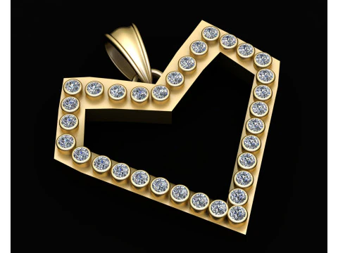 3D HEART DIAMOUND PENDANT 3D Print Model