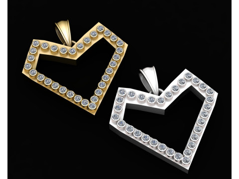 3D HEART DIAMOUND PENDANT Modello di stampa 3D