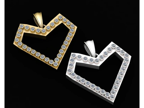 3D HEART DIAMOUND PENDANT 3D Print Model