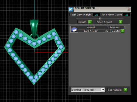 3D HEART DIAMOUND PENDANT Modello di stampa 3D