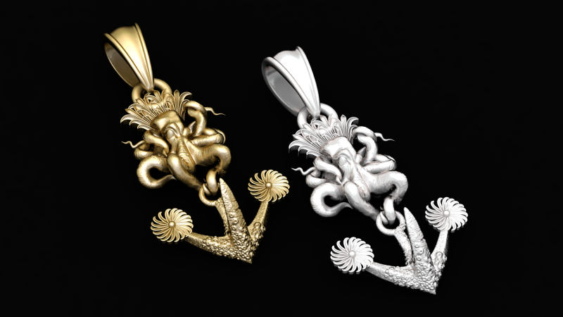 3D HOOK GOLD PENDANT 3D Print Model .c4d .max .obj .3ds .fbx .stl .blend