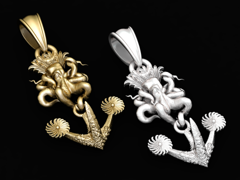 3D HOOK GOLD PENDANT Modelo de Impressão 3D