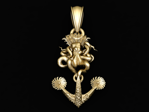 3D HOOK GOLD PENDANT 3D Print Model