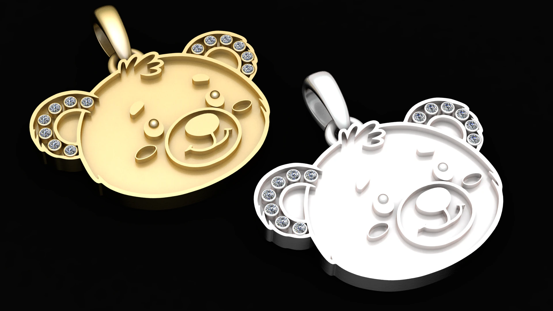 BEAR FACES PENDANT 3D Print Model .c4d .max .obj .3ds .fbx .stl .blend
