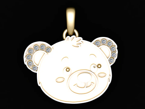 BEAR FACES PENDANT 3D Print Model