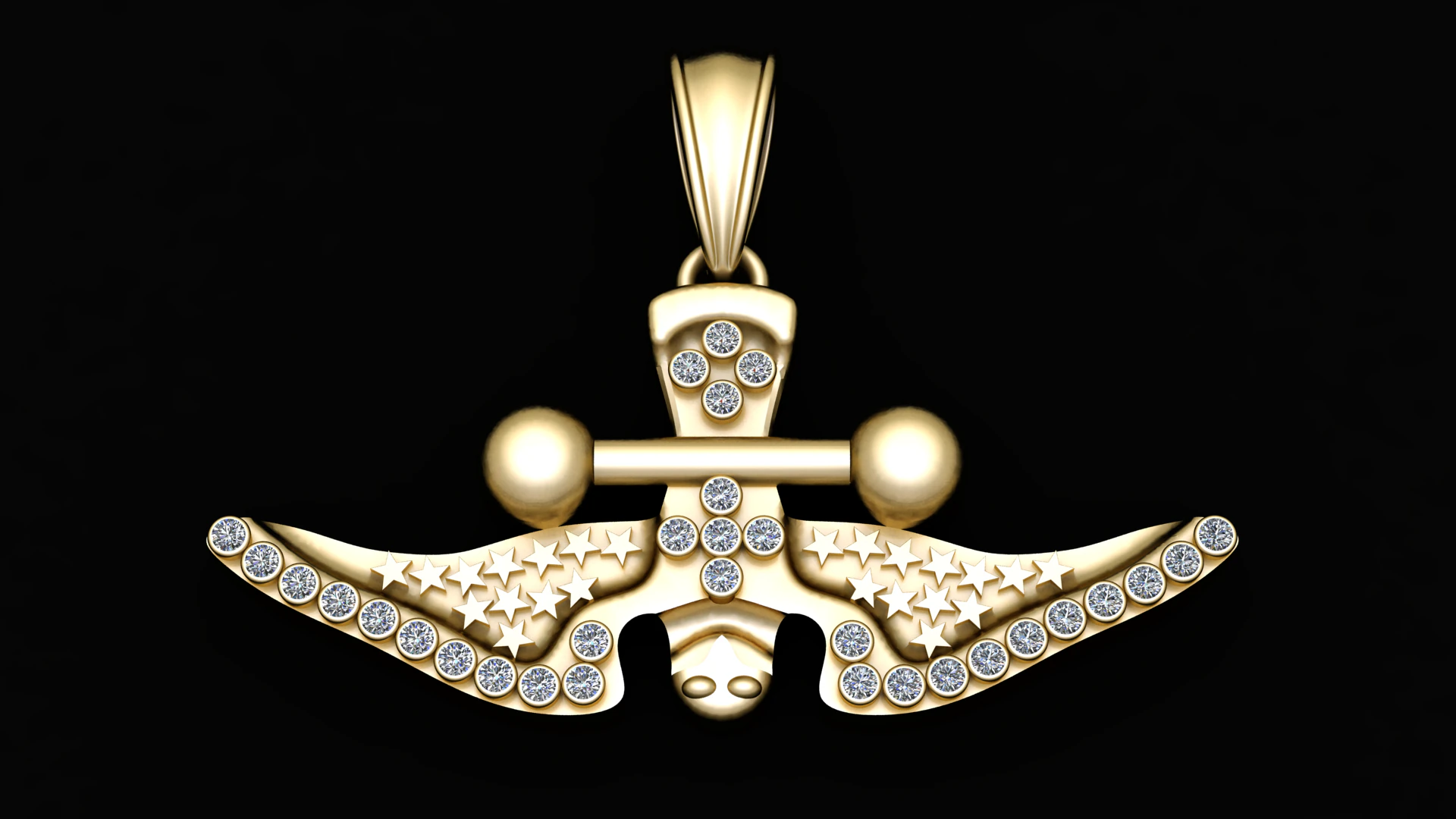 3D GOLD DIAMOUND PENDANT 3D Print Model .c4d .max .obj .3ds .fbx .stl .blend 