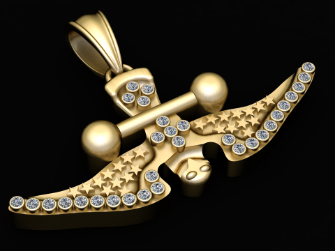 3D GOLD DIAMOUND PENDANT 3Dプリントモデル