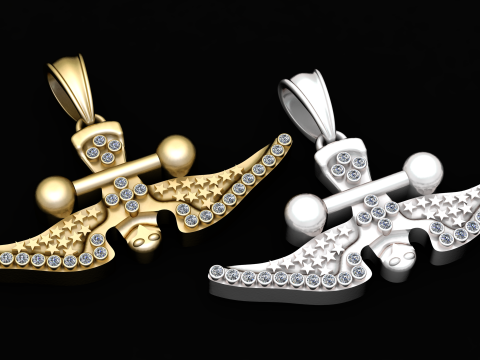 3D GOLD DIAMOUND PENDANT 3Dプリントモデル