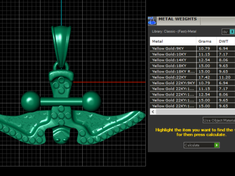 3D GOLD DIAMOUND PENDANT 3Dプリントモデル