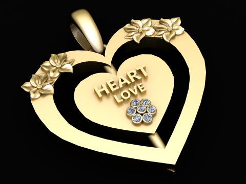 HEART LOVE PENDANT 3D Print Model