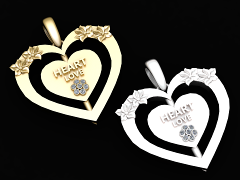 HEART LOVE PENDANT 3D Print Model