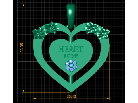 HEART LOVE PENDANT 3D Print Model