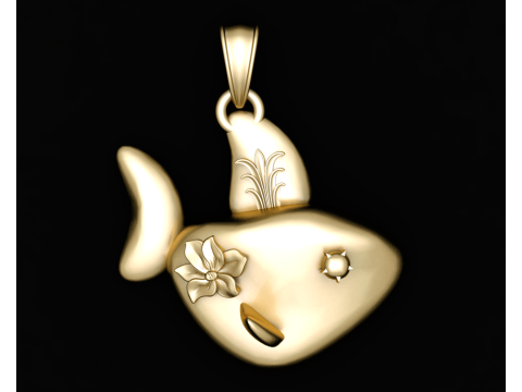 3D FISH GOLD PENDANT Modello di stampa 3D