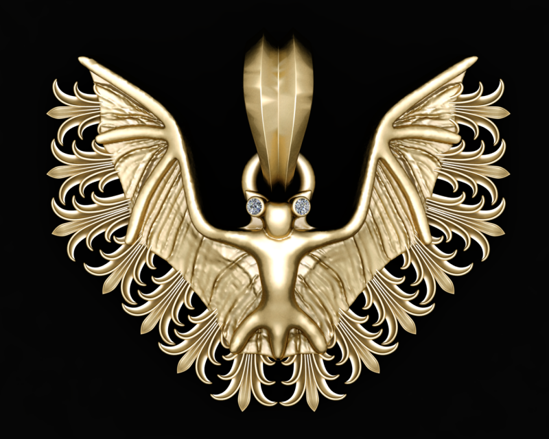 BIRD 3D GOLD PENDANT Model Cetak 3D .c4d .max .obj .3ds .fbx .stl .blend