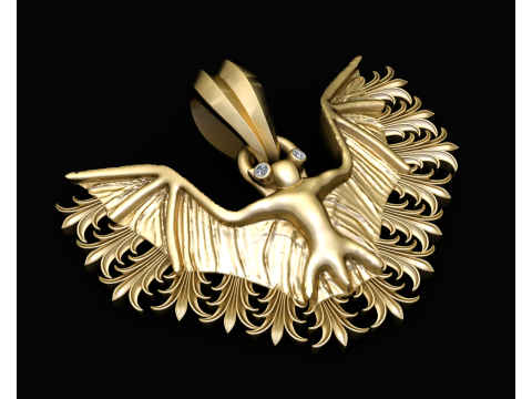 BIRD 3D GOLD PENDANT Model Cetak 3D