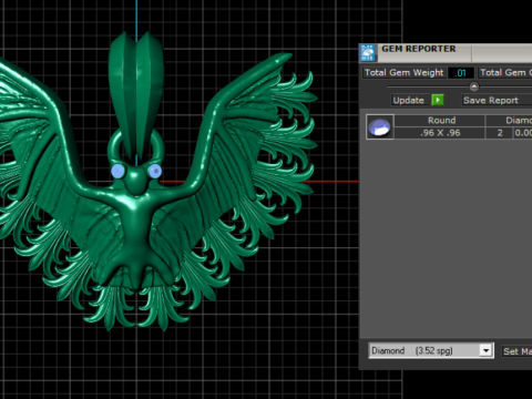 BIRD 3D GOLD PENDANT Model Cetak 3D