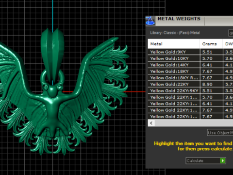 BIRD 3D GOLD PENDANT Model Cetak 3D