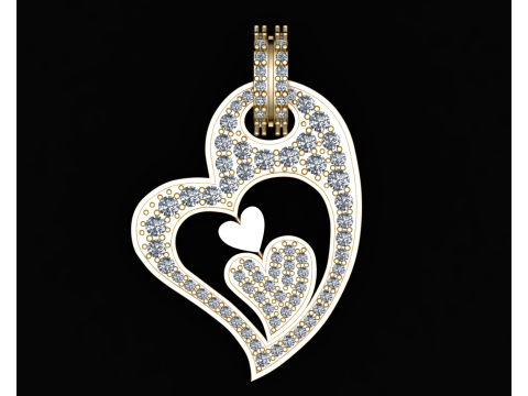 Heart Gold Pendant Model Cetak 3D