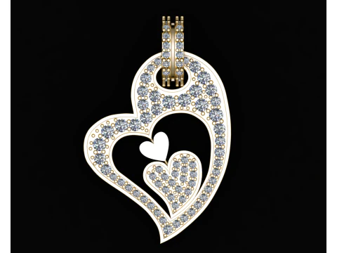 Heart Gold Pendant 3D Print Model