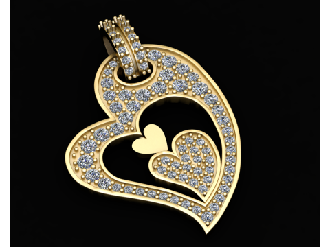 Heart Gold Pendant Model Cetak 3D