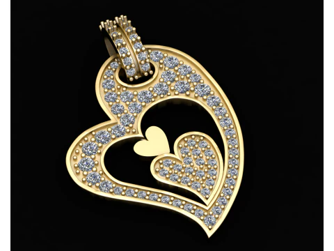 Heart Gold Pendant 3D Print Model